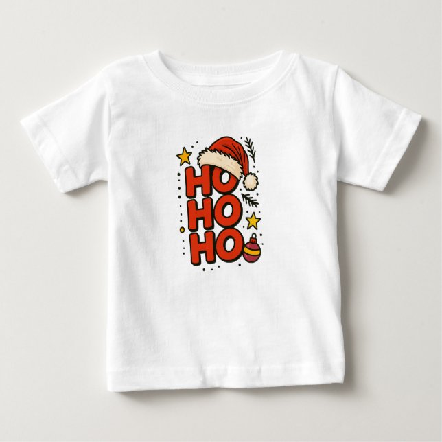 T-shirt Pour Bébé Ho Ho Ho Santa Hat Christmas Tee (Devant)