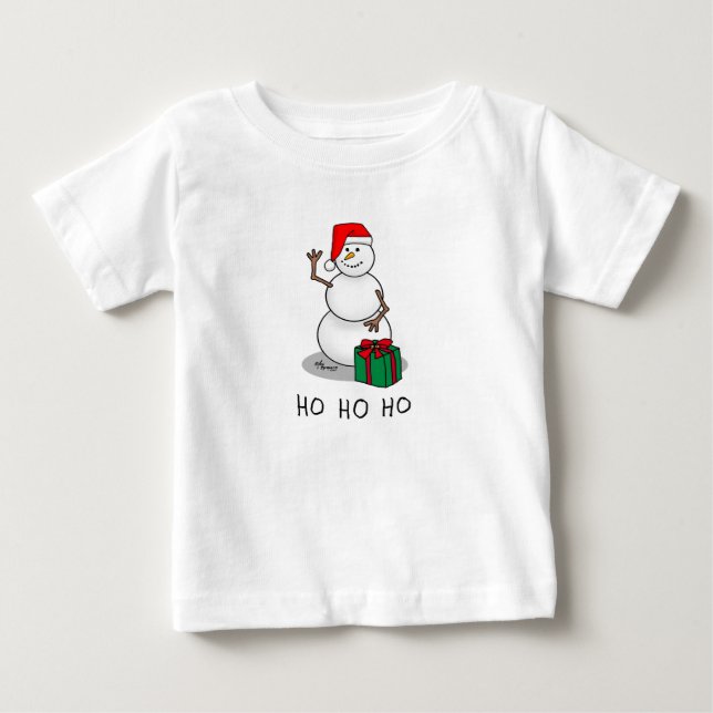 T-shirt Pour Bébé Ho Ho Joyeux Noël Père Noël mignonne Snowman (Devant)