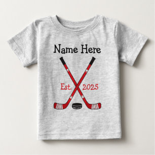 T-shirt Pour Bébé Hockey personnalisé Nom du bébé Naissance Année de