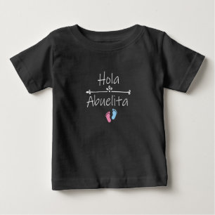 T-shirt Pour Bébé Hola Abuelita, Grand-mère bébé, Cadeau de révélati