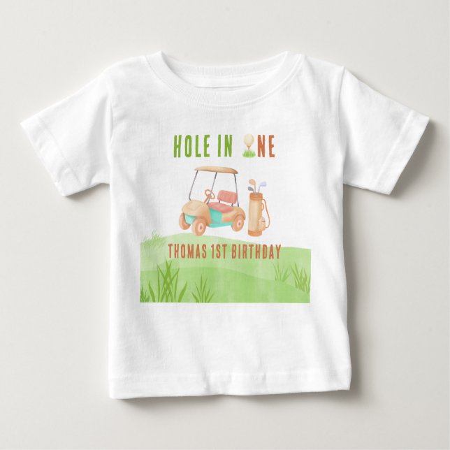 T-shirt Pour Bébé Hole In One First Birthday Party (Devant)