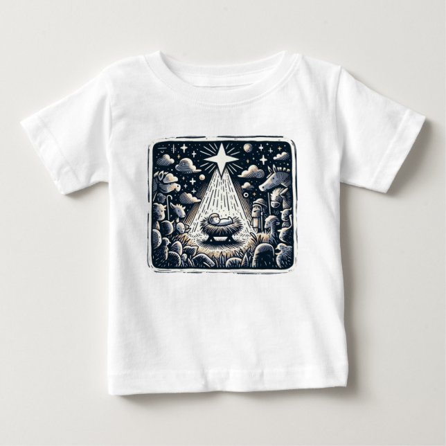 T-shirt Pour Bébé Holy Night Nativity: Contrast Art (Devant)