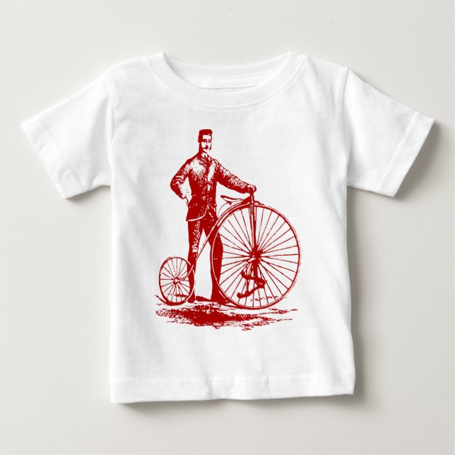 T-shirt Pour Bébé Homme avec Penny Farthing - Ruby Red (Devant)