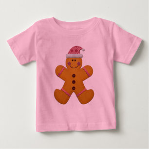 T-shirt Pour Bébé Homme en Pain d'épices Festif Cute en rose
