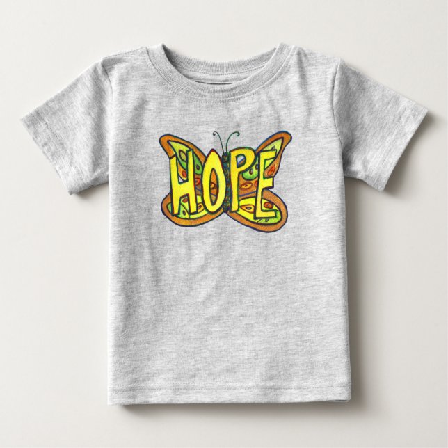T-shirt Pour Bébé Hope Butterfly Inspirational Word Art Custom Shirt (Devant)