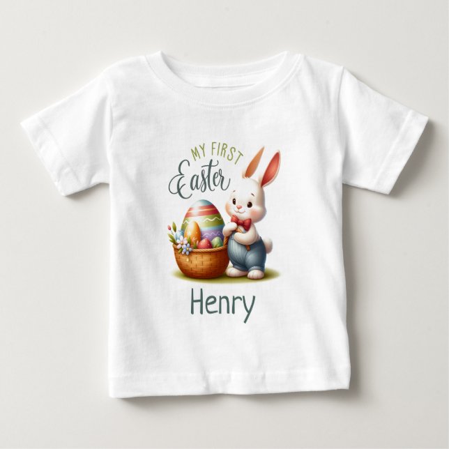 T-shirt Pour Bébé Hoppy Première Pâques - Personnalisé (Devant)