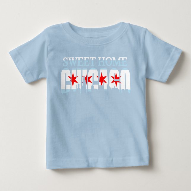 T-shirt Pour Bébé Horizon à la maison doux de drapeau de Chicago (Devant)