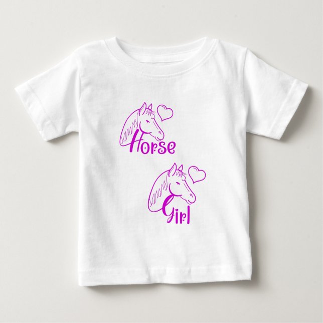 T-shirt Pour Bébé Horse Girl in Purple with Horse Head Font (Devant)