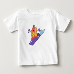 T-shirt Pour Bébé Hot-dog as Snowboarder with Sonowboard