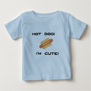 T-shirt Pour Bébé Hot Dog Je suis mignon en bleu