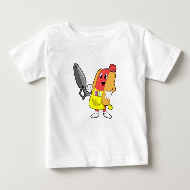 T-shirt Pour Bébé Hotdog comme coiffeur avec ciseaux (Devant)