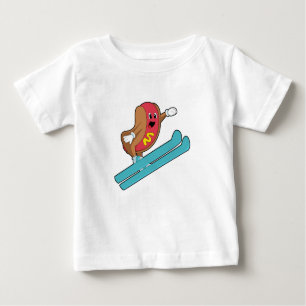 T-shirt Pour Bébé Hotdog comme sauteur de ski avec Ski.PNG