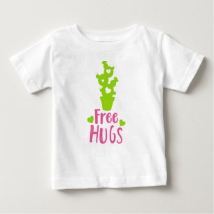T-shirt Pour Bébé Hugs Gratuits, Cactus, Cactus, Succulent, Plante,