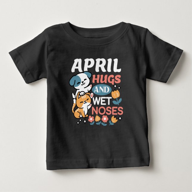 T-shirt Pour Bébé Hugs, Nez Humide et Vibes de Printemps - Animaux d (Devant)