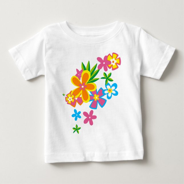 T-shirt Pour Bébé Hula Hawaiian Flowers Girls (Devant)