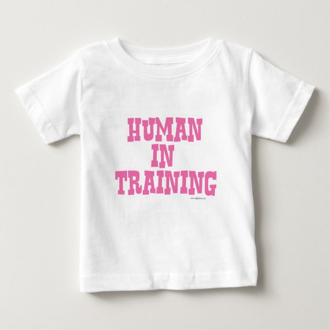 T-shirt Pour Bébé Humain Dans L'Entraînement Slogan Rose (Devant)