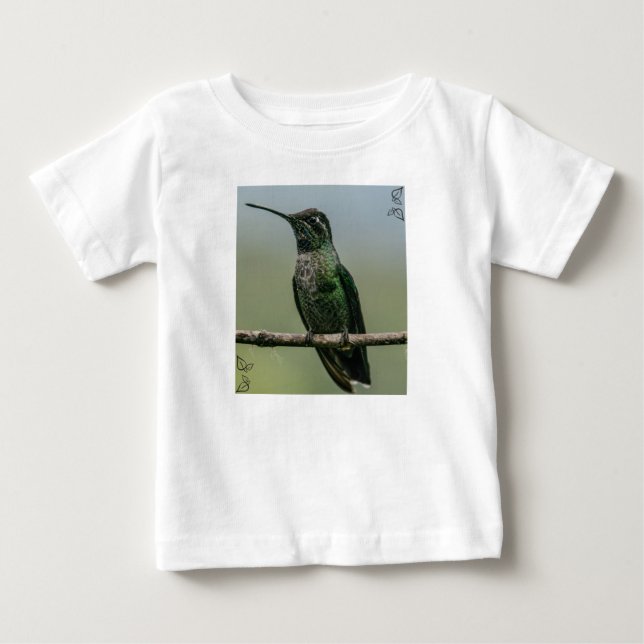 T-shirt Pour Bébé Humming Bird assis sur la branche (Devant)