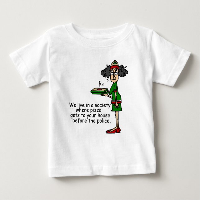 T-shirt Pour Bébé Humour de livraison de pizza (Devant)