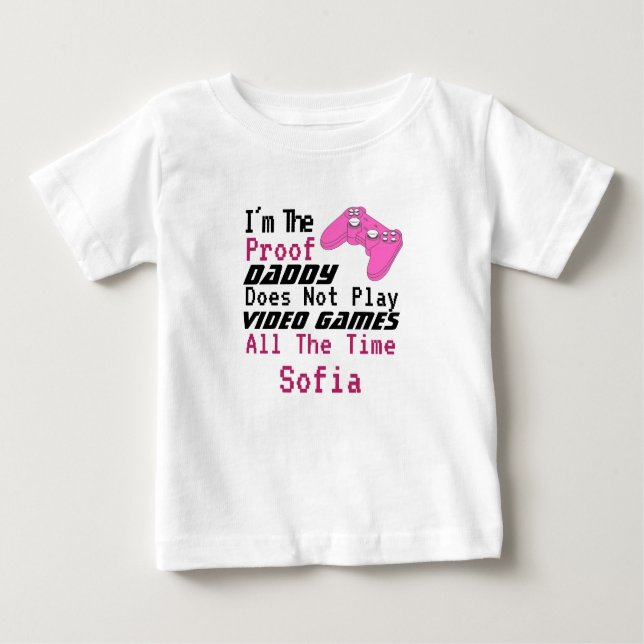 T-shirt Pour Bébé Humour drôle papa ne joue pas aux jeux vidéo (Devant)