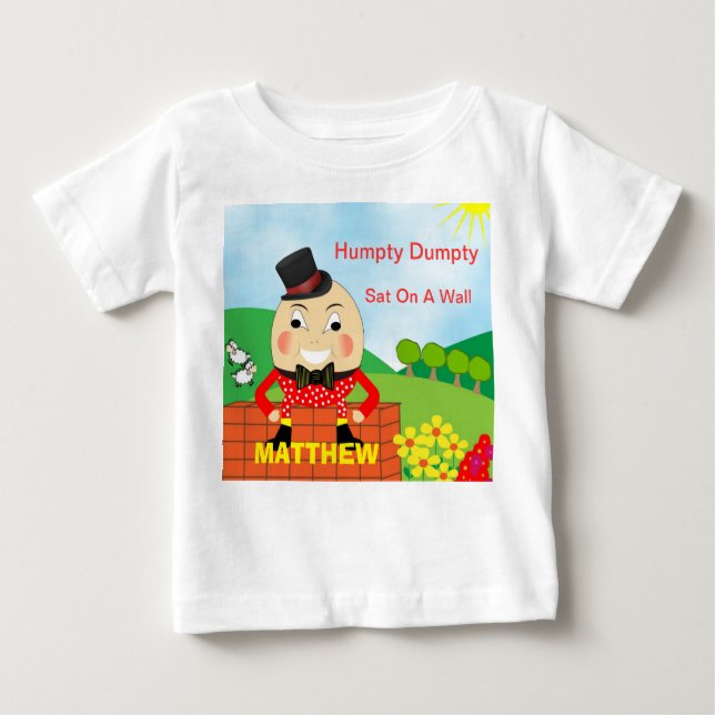 T-shirt Pour Bébé Humpty Dumpty Nursery Rhyme mignon Personnalisé (Devant)