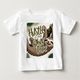 T-shirt Pour Bébé Hustle at Your Own Pace’ Sloth Graphic