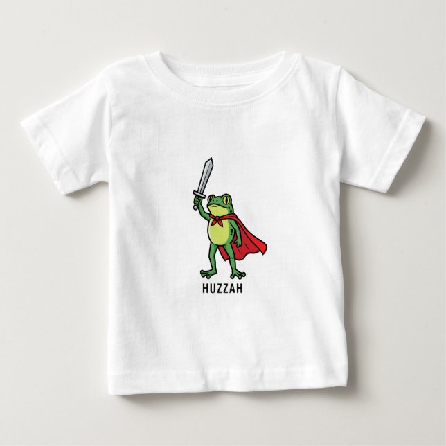 T-shirt Pour Bébé Huzzah Frog Chevalier Drôle Citation mème épée (Devant)