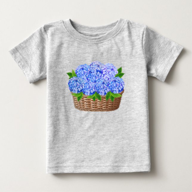 T-shirt Pour Bébé Hydrangeas bleus côtiers de Nantucket  (Devant)