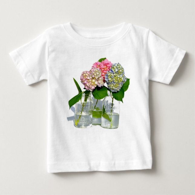T-shirt Pour Bébé Hydrangeas et jarre de Mason (Devant)