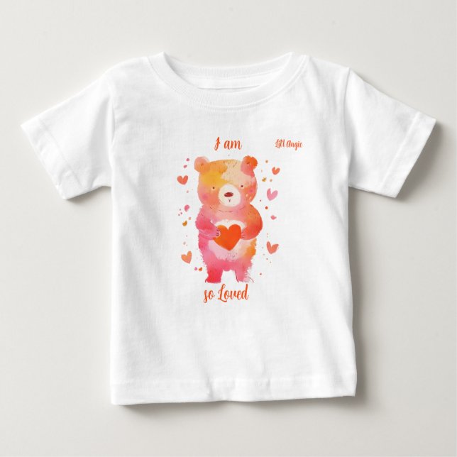 T-shirt Pour Bébé "I am So Loved" avec Bear Personnalisable (Devant)