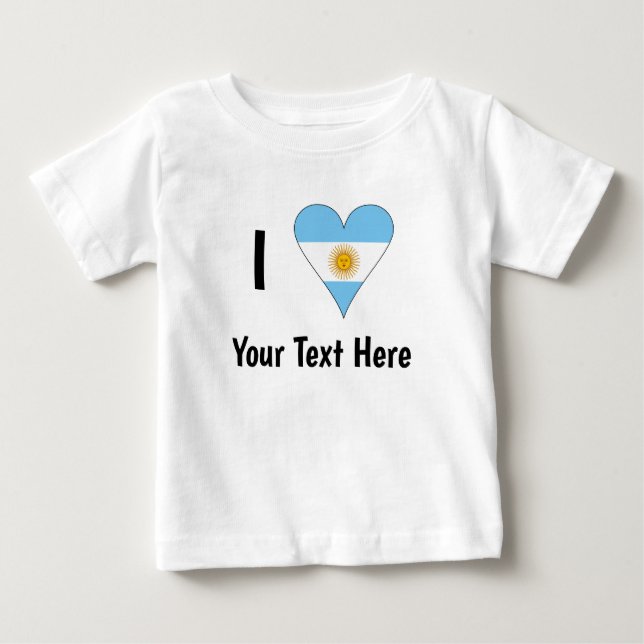T-shirt Pour Bébé I (Argentine Flag Heart LOVE) Your Text (Devant)