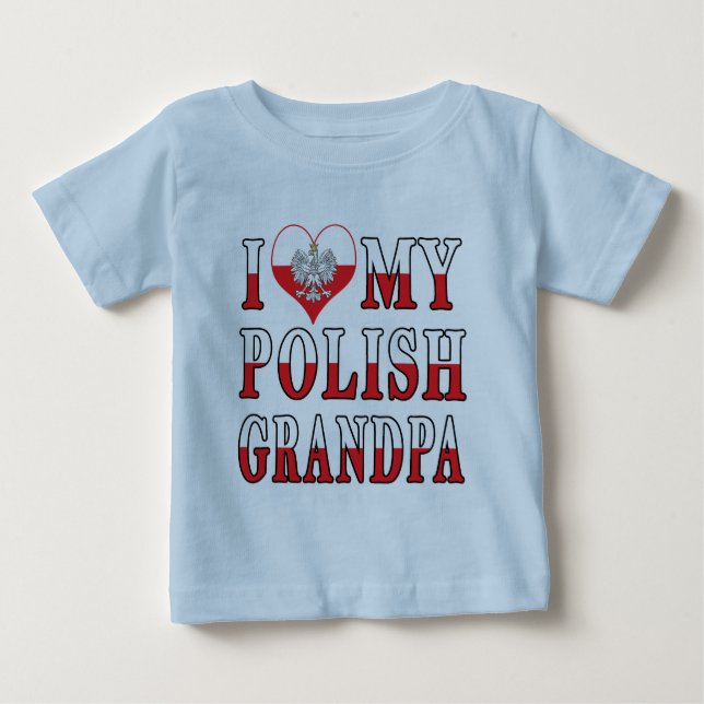 T-shirt Pour Bébé I coeur mon grand-papa polonais (Devant)