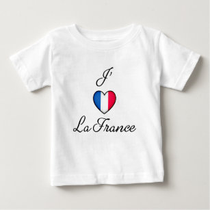 T-shirt Pour Bébé "I heart France" Fierté française "J'adore La Fran
