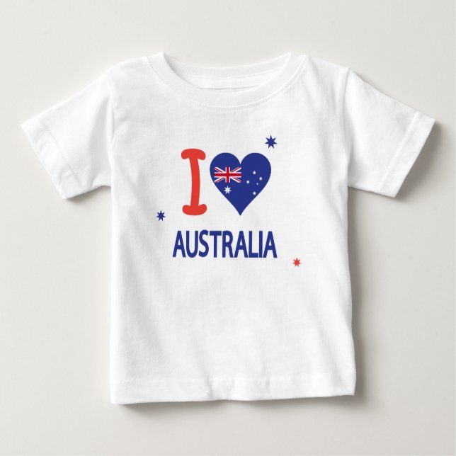 T-shirt Pour Bébé I LOVE AUSTRALIA Happy Australia Day 26 janvier (Devant)