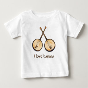 T-shirt Pour Bébé I Love Banjo Music Instruments