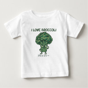 T-shirt Pour Bébé I Love Broccoli, Kawaii Cute Japanese