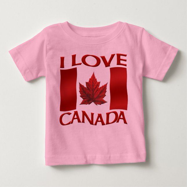 T-shirt Pour Bébé I Love Canada Creeper Organic Baby Canada Chemise (Devant)
