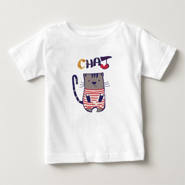 T-shirt Pour Bébé I Love Cat (Devant)
