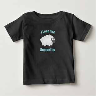 T-shirt Pour Bébé I Love Ewe Kawaii mignon animal drôle Humour de je