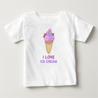 T-shirt Pour Bébé I Love Glace Cream mignonne Drôle été adorable