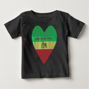 T-shirt Pour Bébé I Love Heart Ethiopie : Drapeau Art Motif