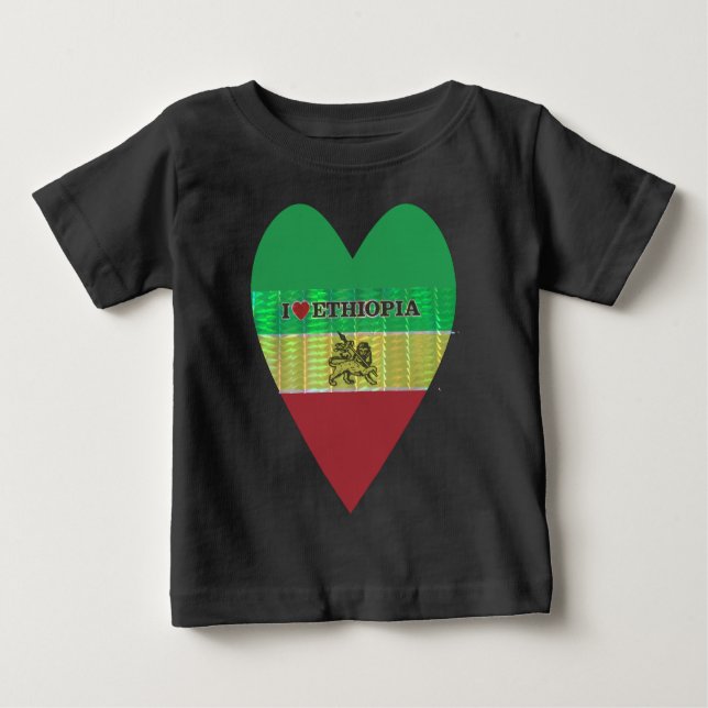 T-shirt Pour Bébé I Love Heart Ethiopie : Drapeau Art Motif (Devant)