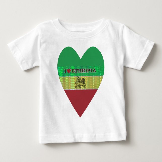 T-shirt Pour Bébé I Love Heart Ethiopie : Drapeau Art Motif (Devant)