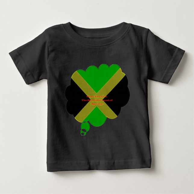 T-shirt Pour Bébé I Love Jamaica Text on Flag Art Print (Devant)