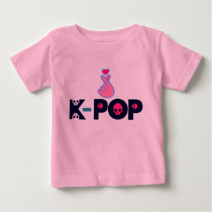 T-shirt Pour Bébé I Love KPop Coréen adorable doigt de coeur