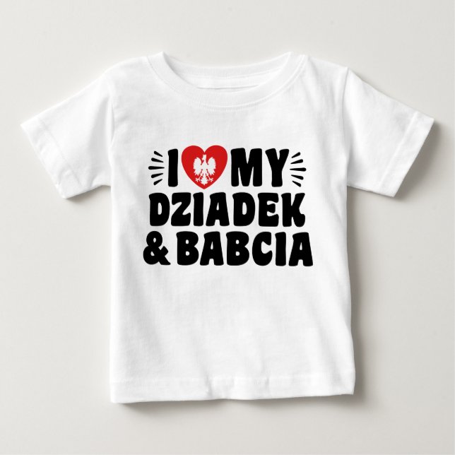 T-shirt Pour Bébé I Love My Babcia & Dziadek (Devant)