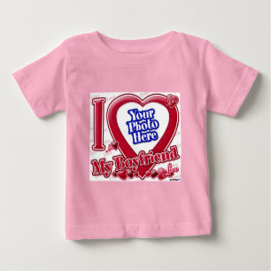 T-shirt Pour Bébé I Love My Boyfriend coeur rouge - photo