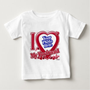T-shirt Pour Bébé I Love My Boyfriend coeur rouge - photo