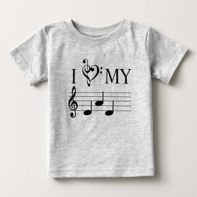 T-shirt Pour Bébé I Love My Dad Music Notes Heart Treble Clef Funny (Devant)