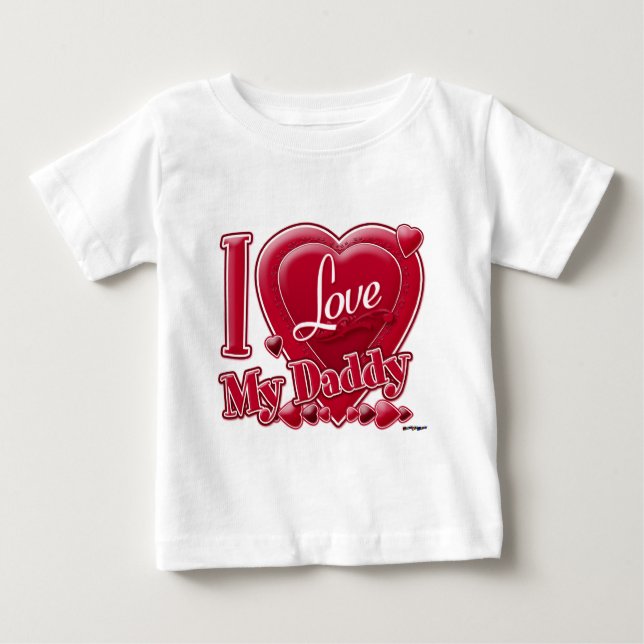 T-shirt Pour Bébé I Love My Daddy rouge - coeur (Devant)