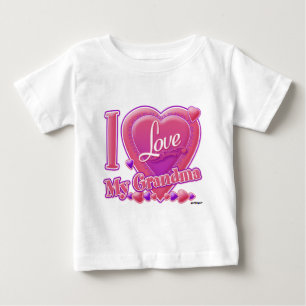 T-shirt Pour Bébé I Love My Grandma rose/violet - coeur